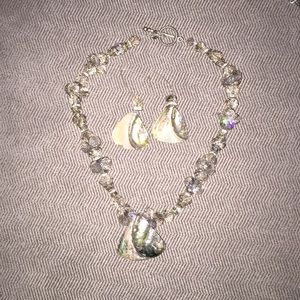 Abalone shell necklace with matching earrings